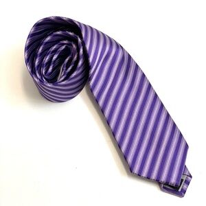Countess Mara Vintage Purple Striped Textured  Silk Tie